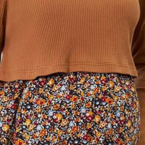 Maternity Floral Print Ribbed Nursing Long Sleeve Dress - Picture 5 of 6